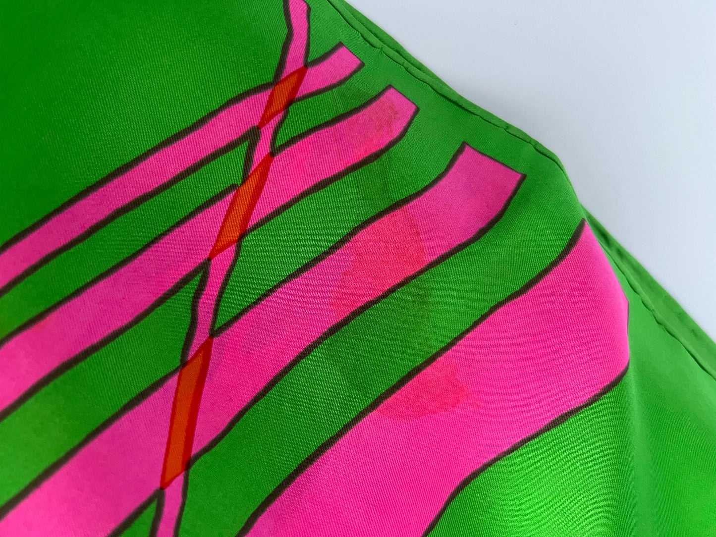 Vintage Christian Dior Green & Pink Print Silk Scarf