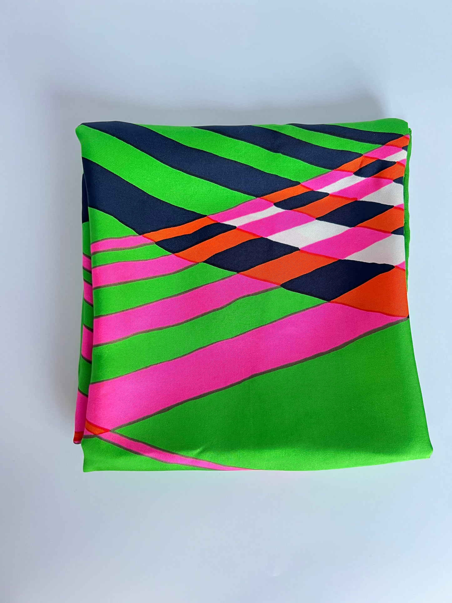 Vintage Christian Dior Green & Pink Print Silk Scarf