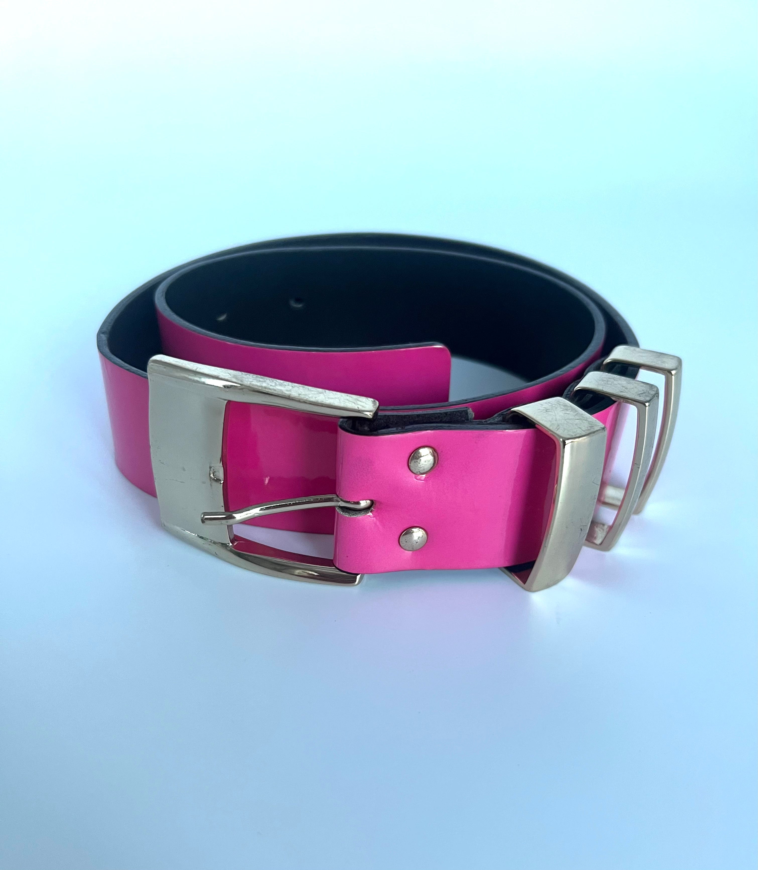H M x Verscace Pink Patent Leather Belt Size S