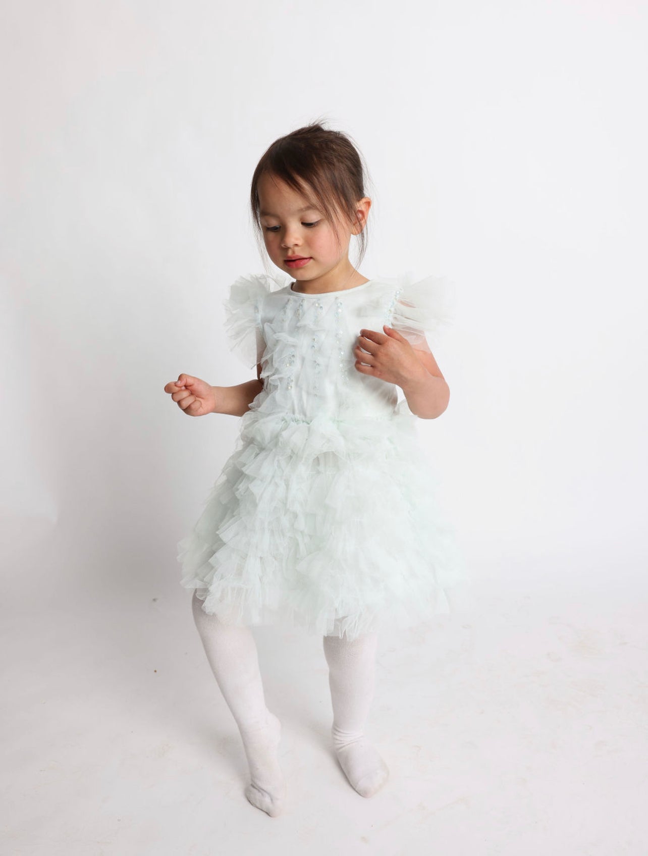 Ava Ruffle Green Tulle Kids