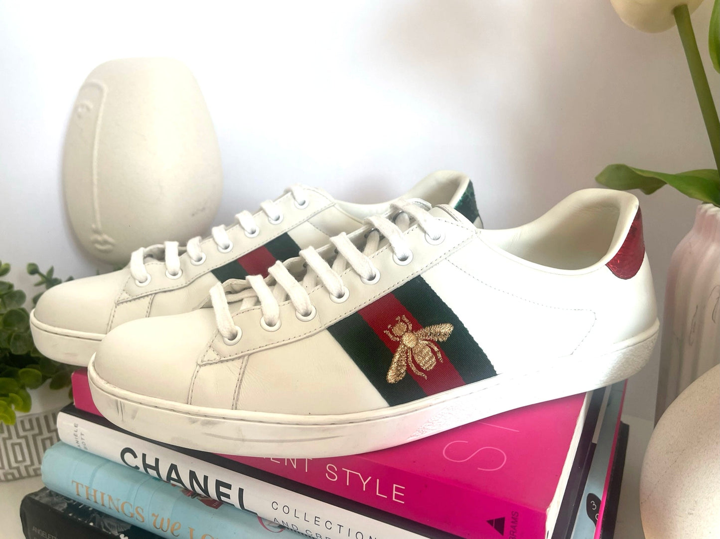 Gucci White Ace Sneakers Size 12.5 US Women Unisex