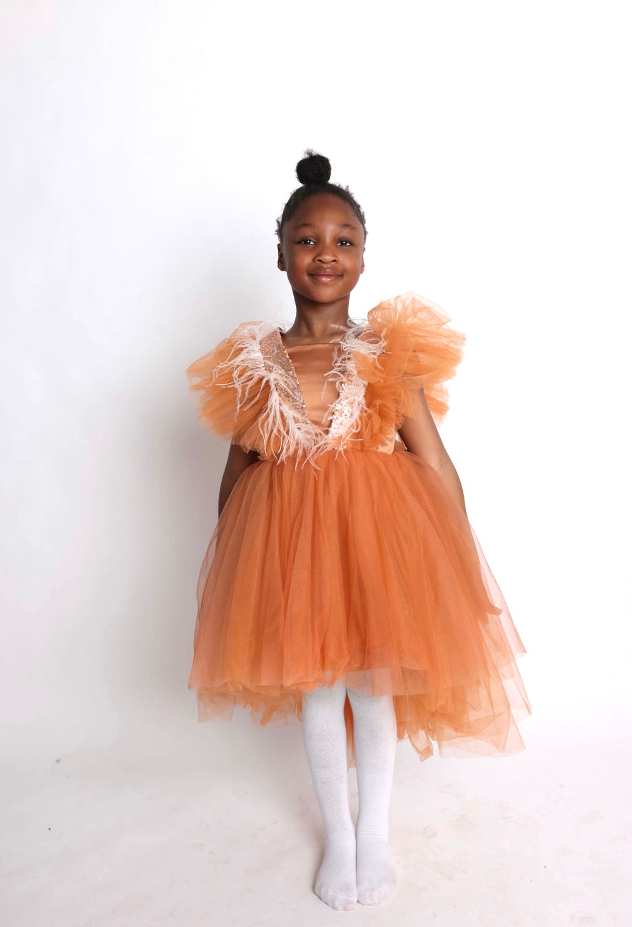 Hannah Copper Tulle Hi- Lo Feather ( Multiple Sizes)
