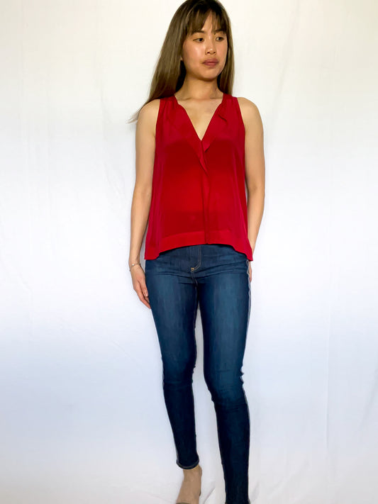 Alice & Olivia Red Silk Blouse Size S