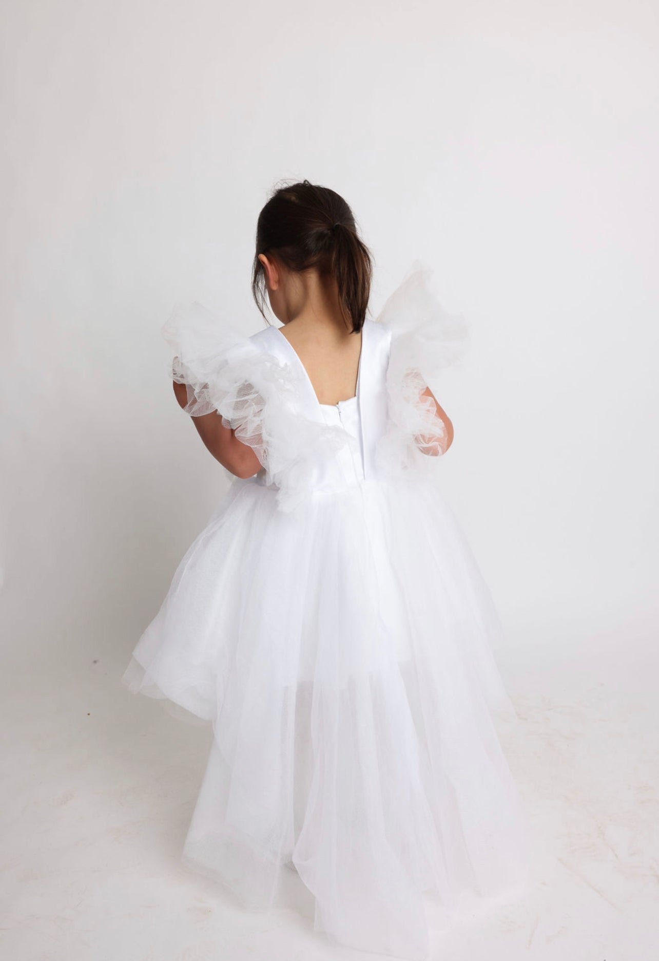 Sarai White Tulle Hi-Lo Kids ( Multiple Sizes)