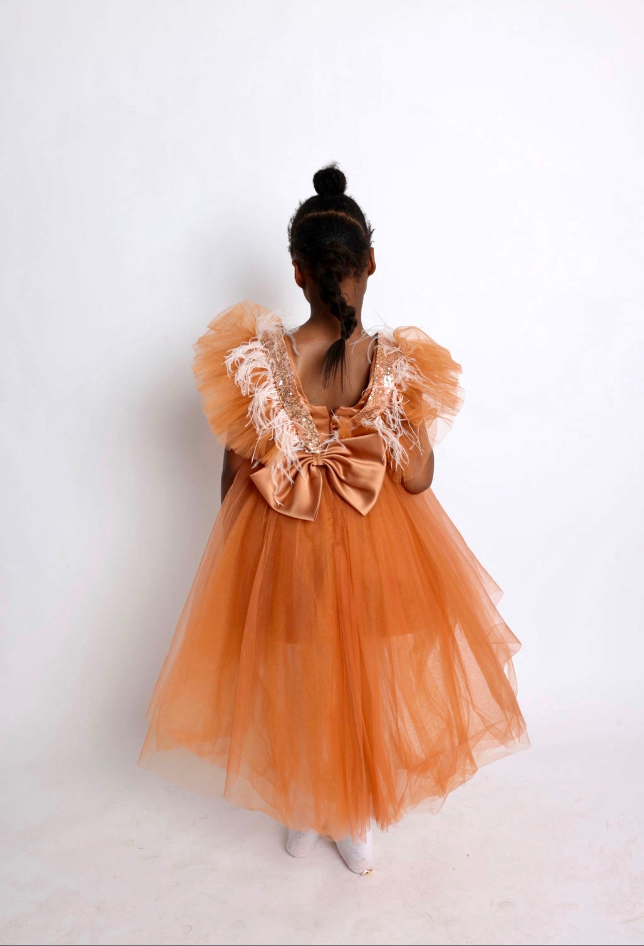 Hannah Copper Tulle Hi- Lo Feather ( Multiple Sizes)