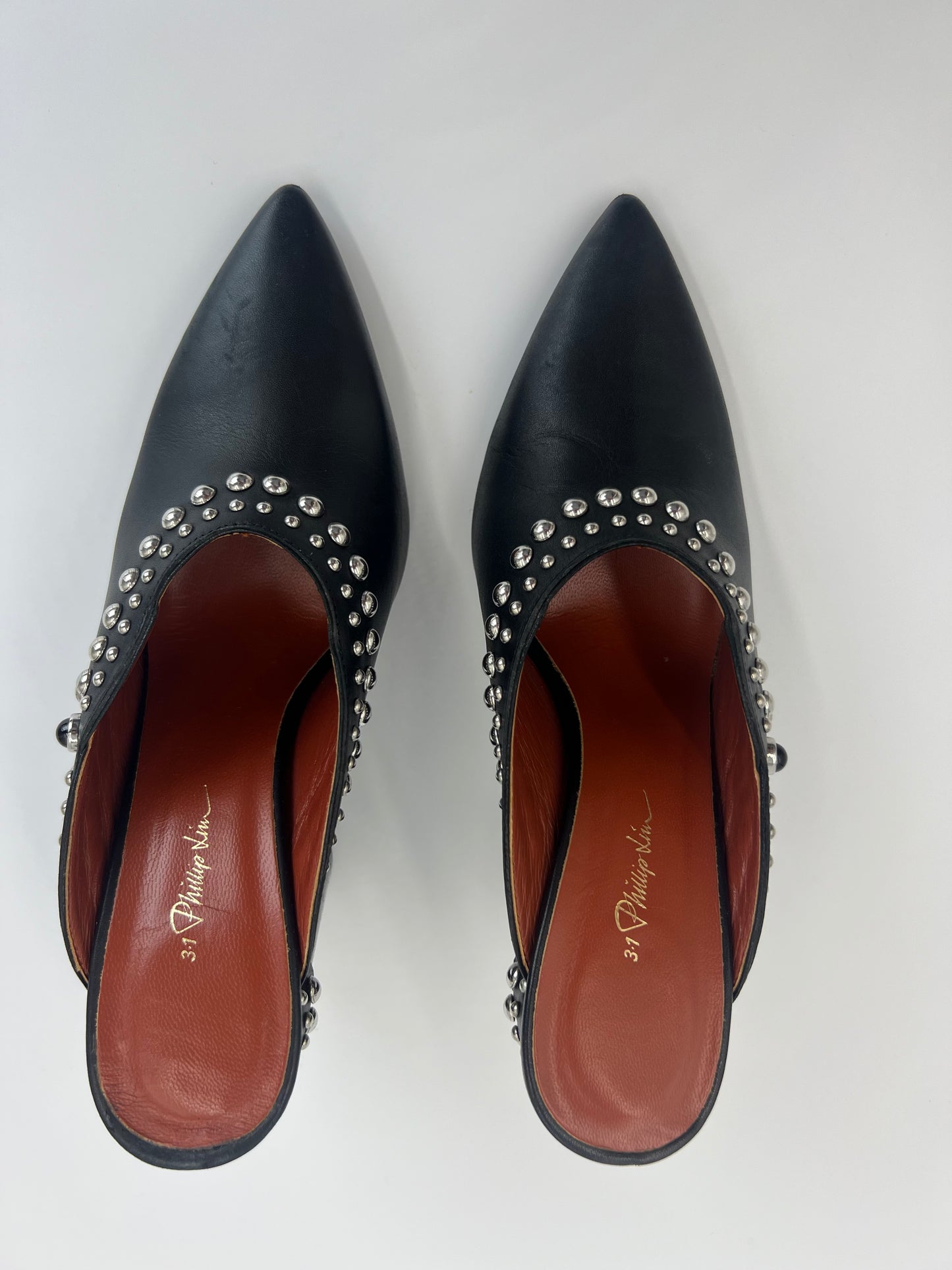 3:1 Philip Lim Black “Patsy” Silver Stud Mule Size 37