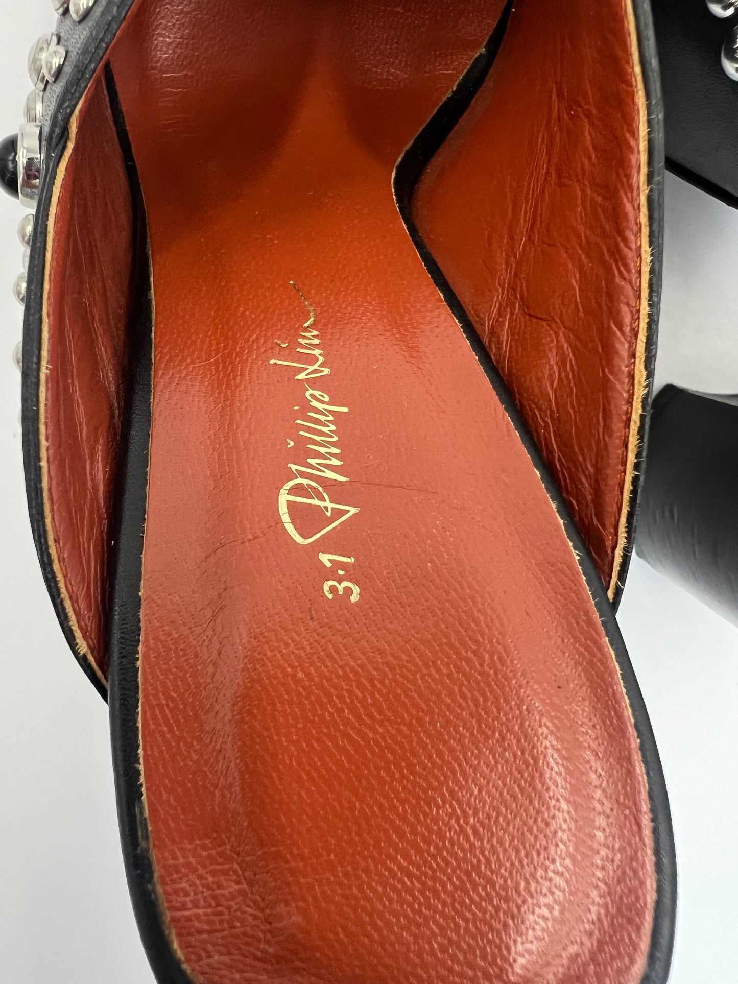 3:1 Philip Lim Black “Patsy” Silver Stud Mule Size 37
