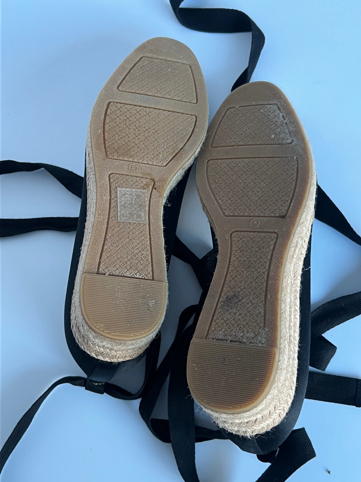 Tory Burch Black Espadrilles Tie-Up Wedge Size 8
