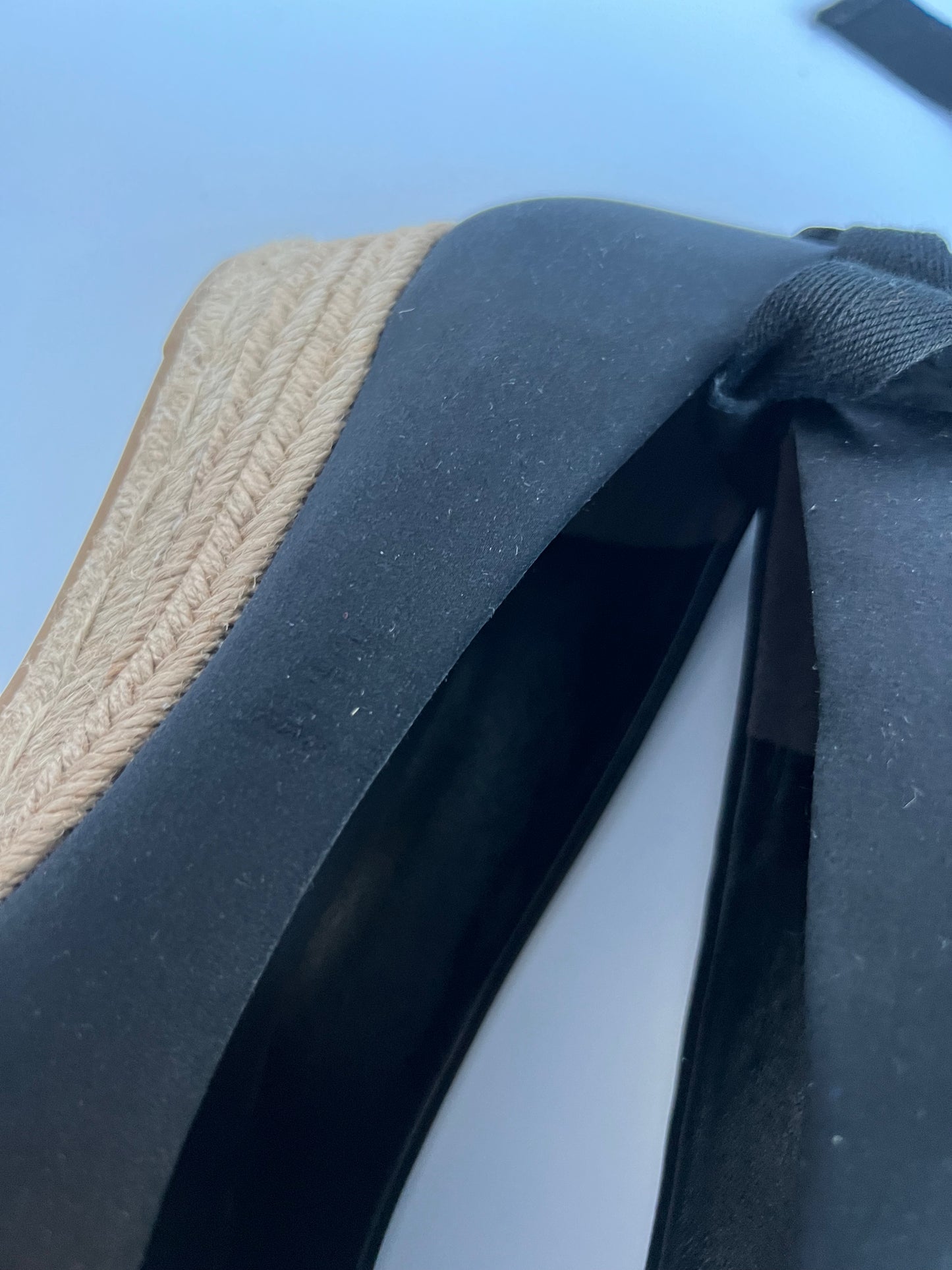 Tory Burch Black Espadrilles Tie-Up Wedge Size 8