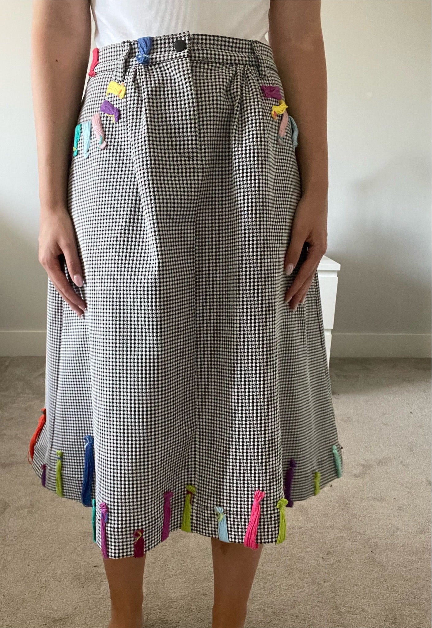 Mira Mikati Houndstooth Print A Line Skirt Size 34 US 4