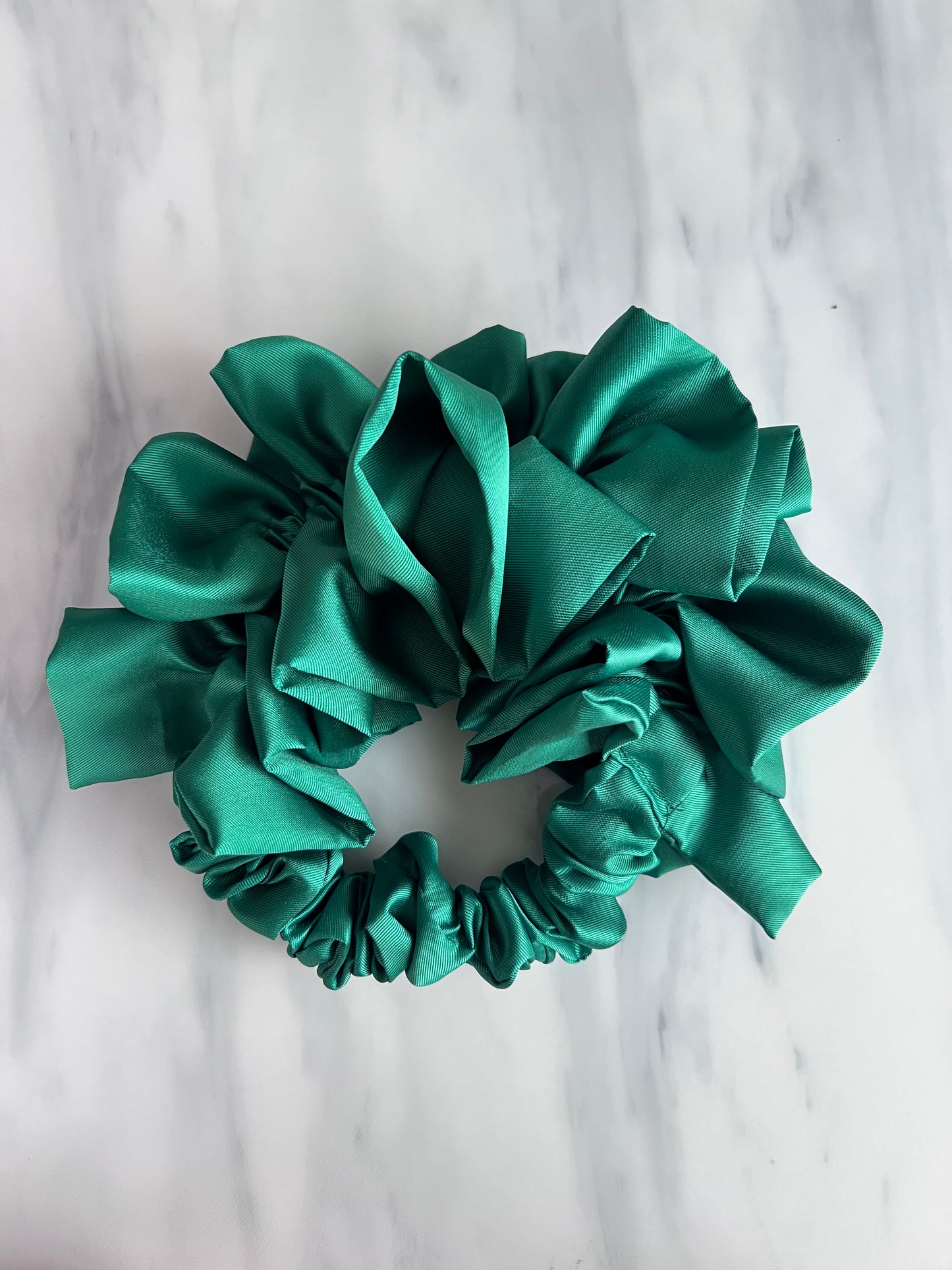 Ruffle Green Silk Satin Headband