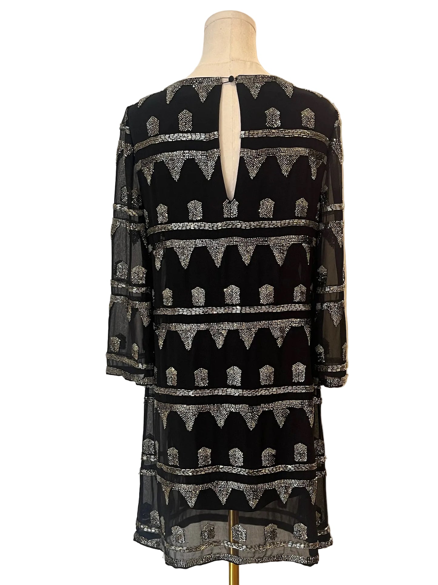 Alice & Olivia Black Beaded Shift Dress Size 8