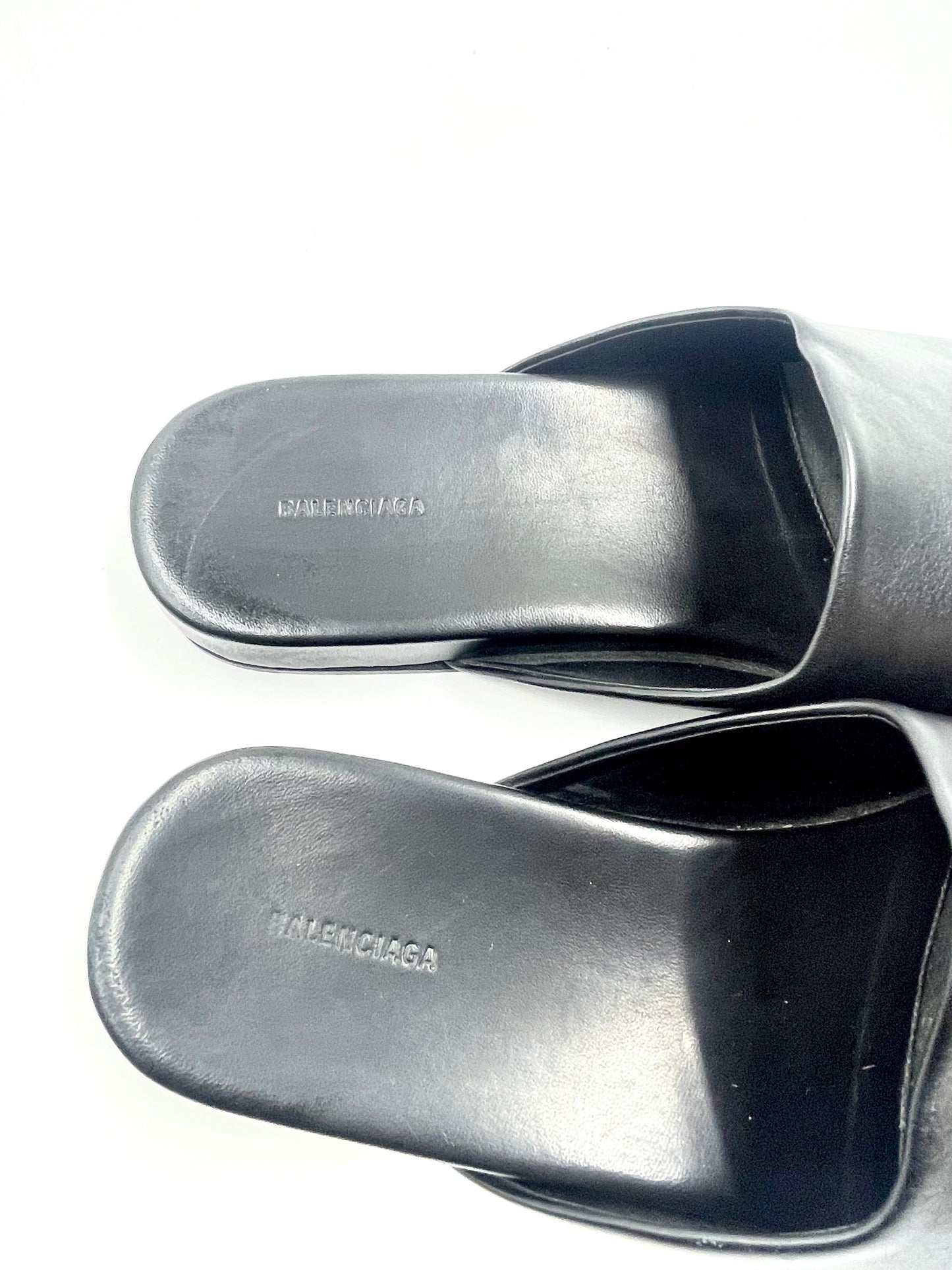 Balenciaga Black Leather BB Mule Size 38.5