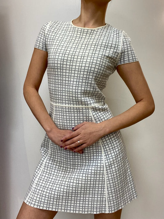 Theory Grey Checkered Knit Dress Size S