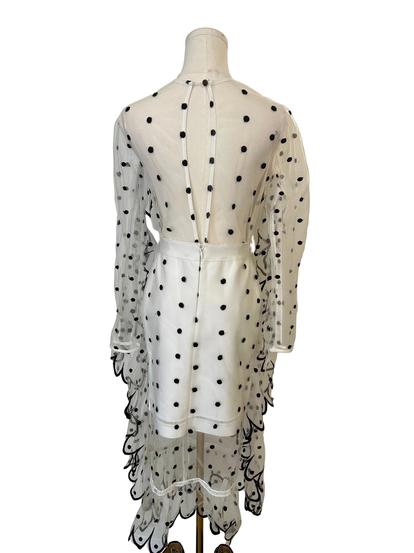 Alice Mcall Seniorita Sheer Polka Dot Dress Size L