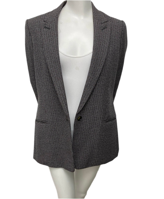 Theory Grey Checkered Wool Blazer Size Fits like M
