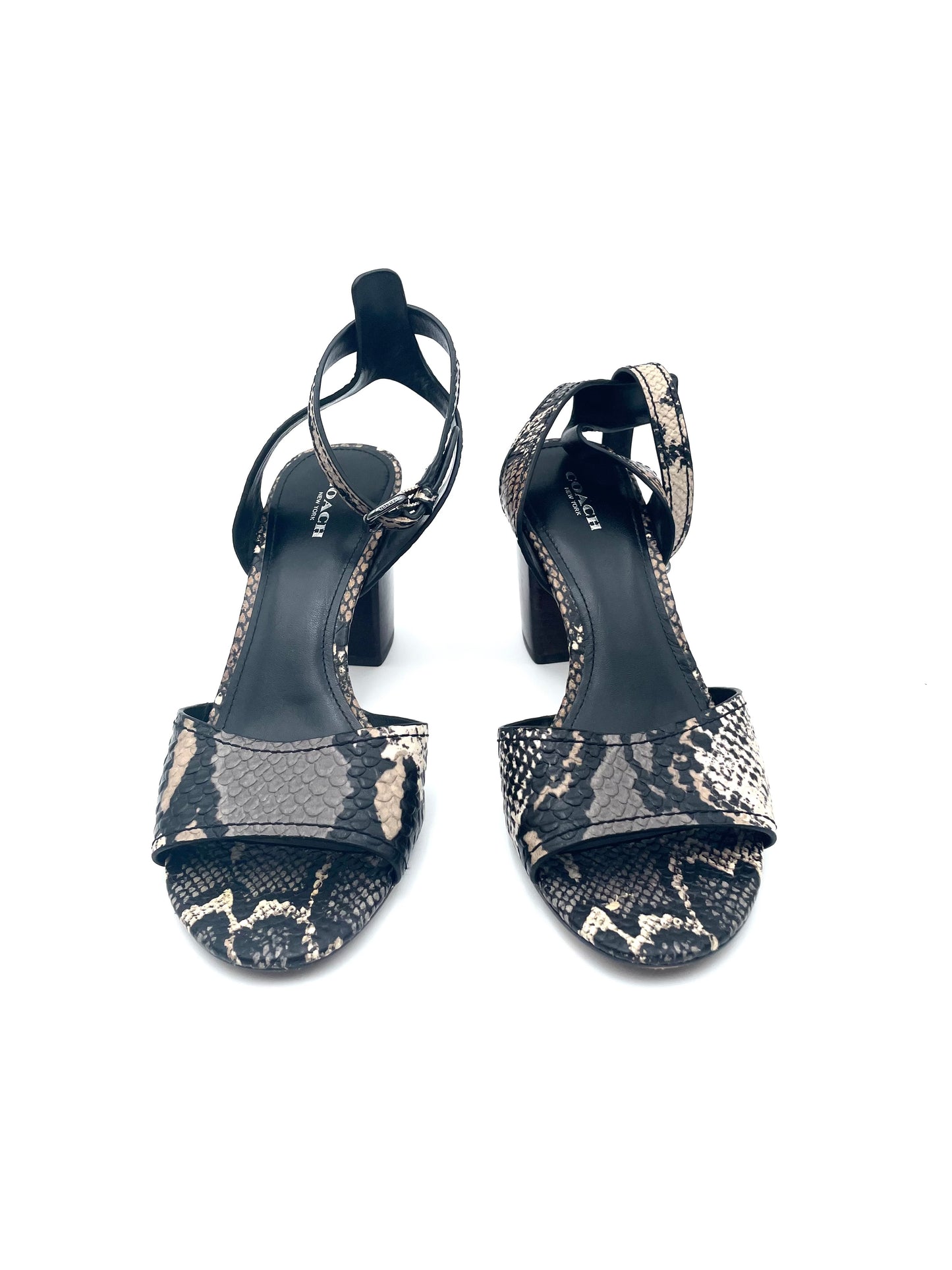 Coach Phiper Python Leather Ankle Strap Sandals Size 8.5