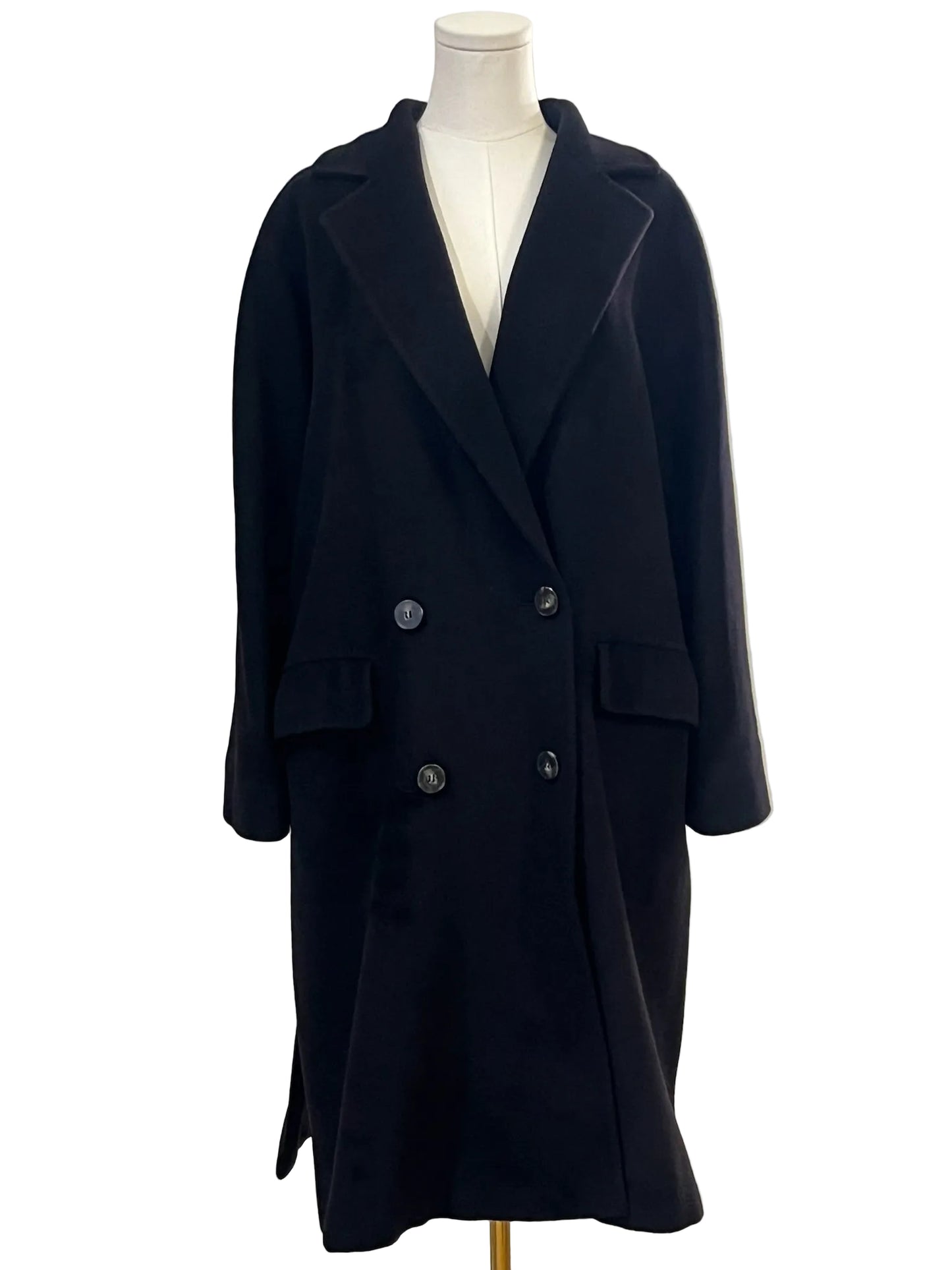 Max Mara Black Oversized Wool & Cashmere Coat Size 12