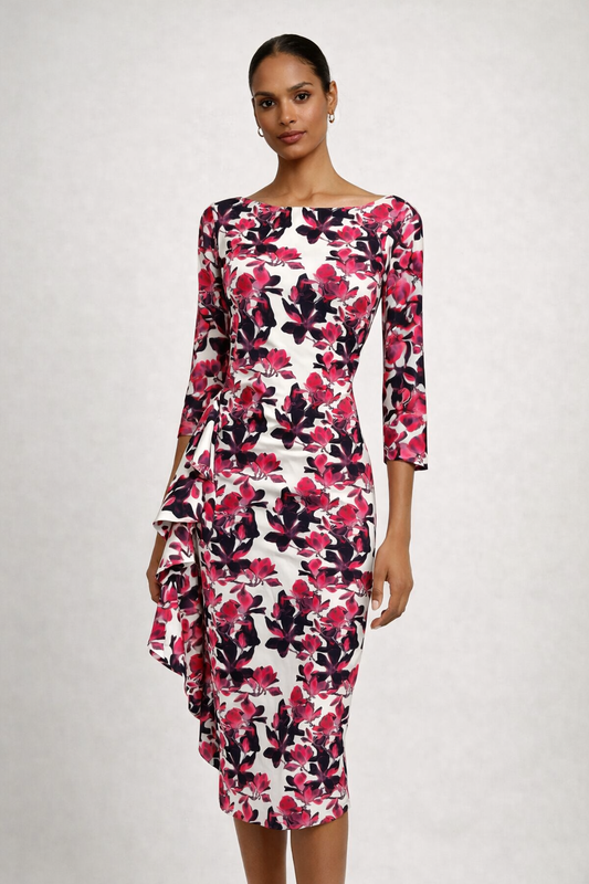 Chaira Boni Pink Floral Sheath Dress Size 38