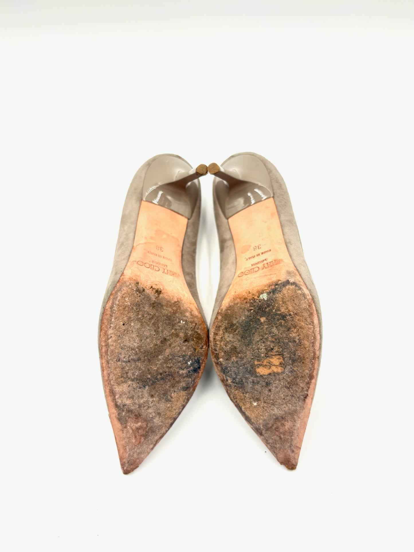 Jimmy Choo Taupe Grey Cap Toe Suede Pump Size 38