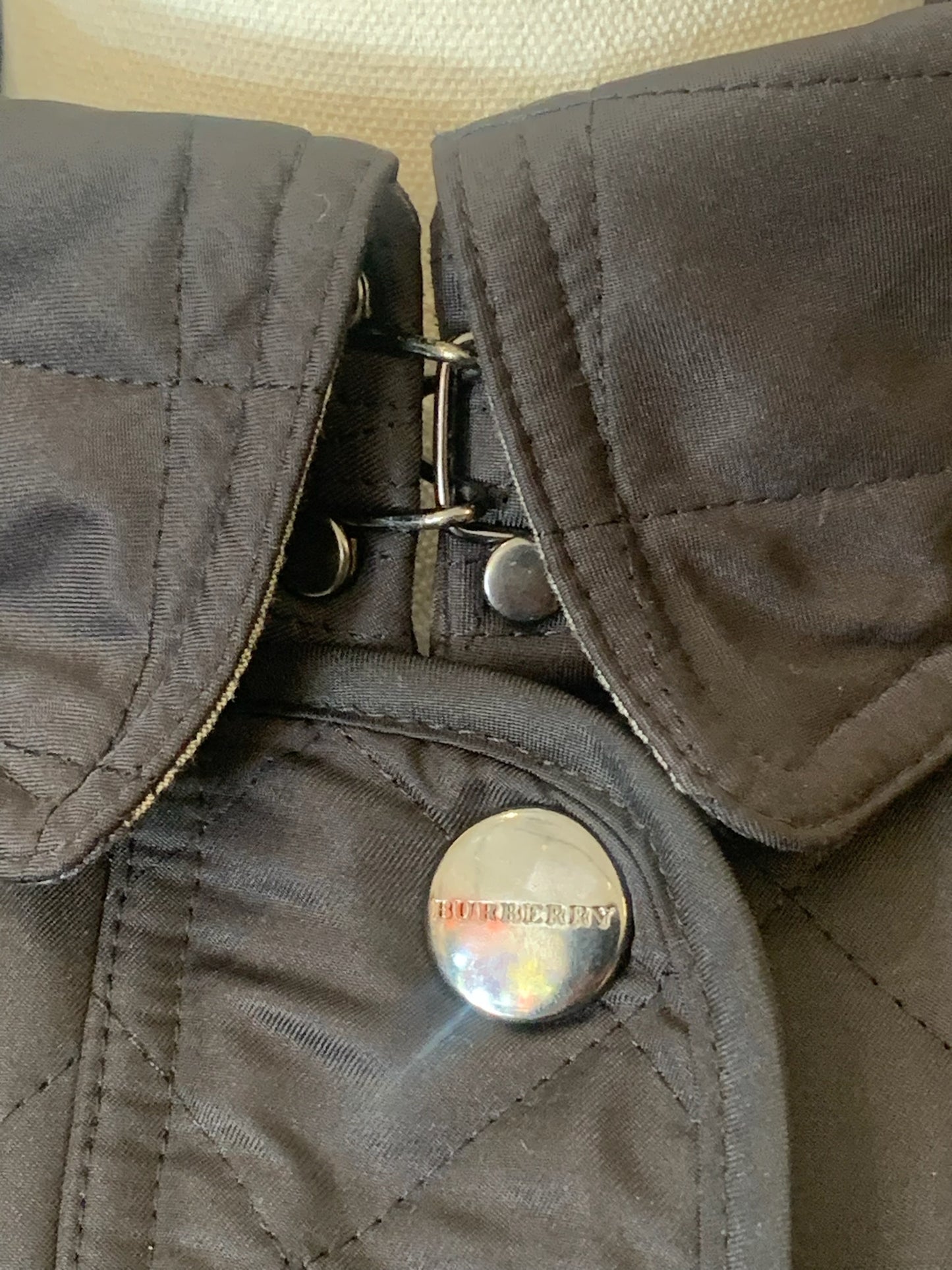 Burberry Black Quilted Belted Jacket Size S