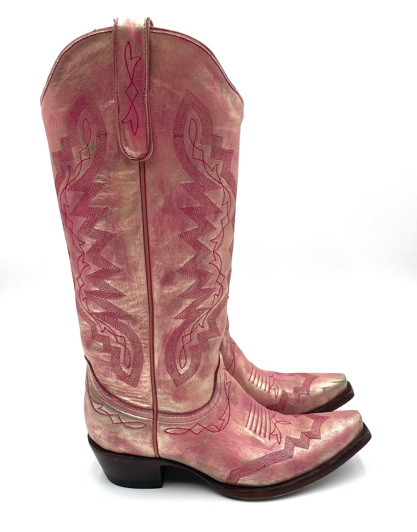 Old Gringo Metallic Pink Leather Cowboy Boots Size 8B