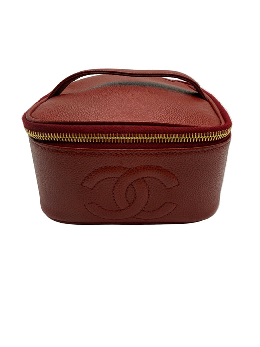 Authentic Vintage Chanel Red Caviar 24K Vanity Bag