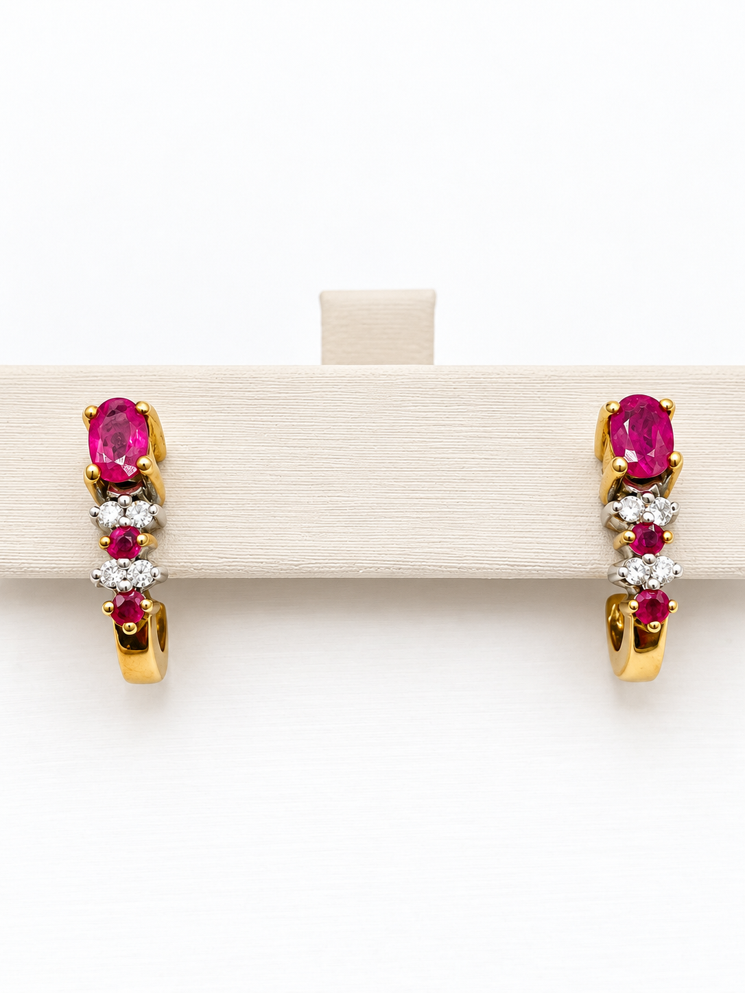 14K Gold, Diamond & Ruby Earrings & Necklace Set