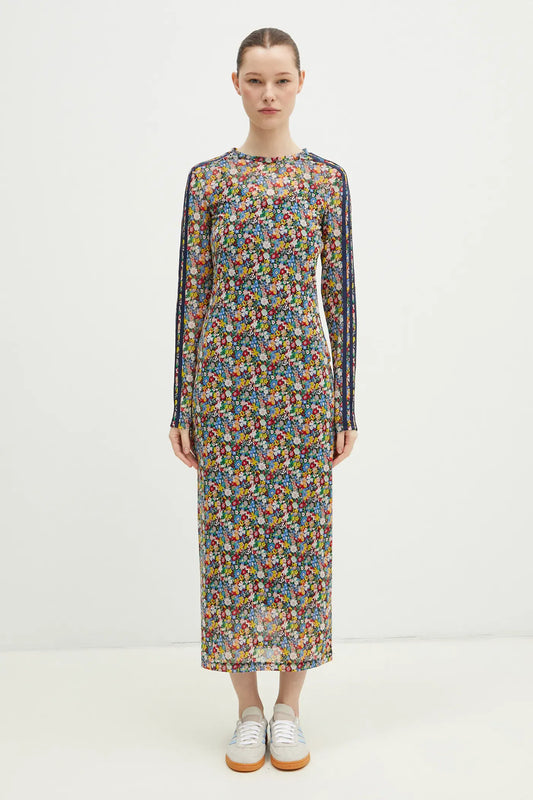 Adidas x Liberty London Long Sleeve Floral Mesh Midi Dress Fits like M
