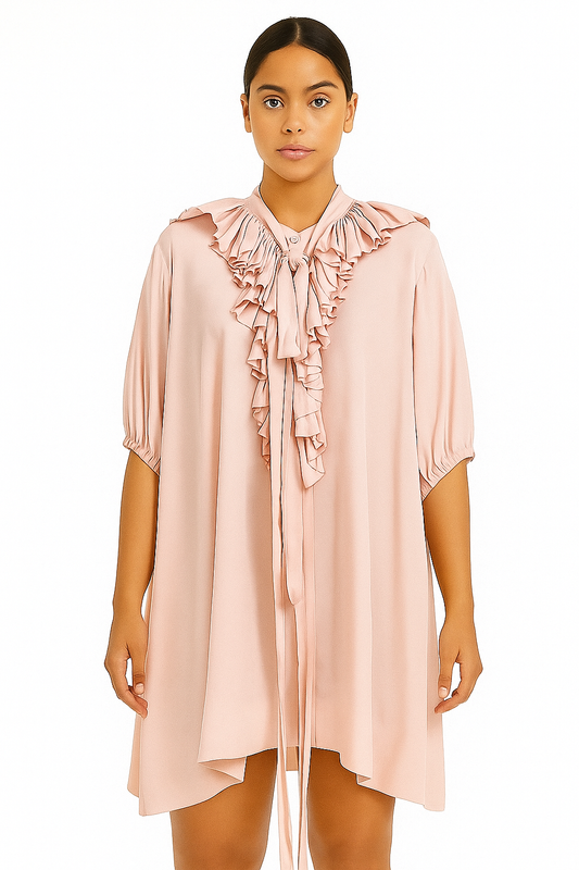 No 21 Pink Ruffle Silk Dress Size 40 US S