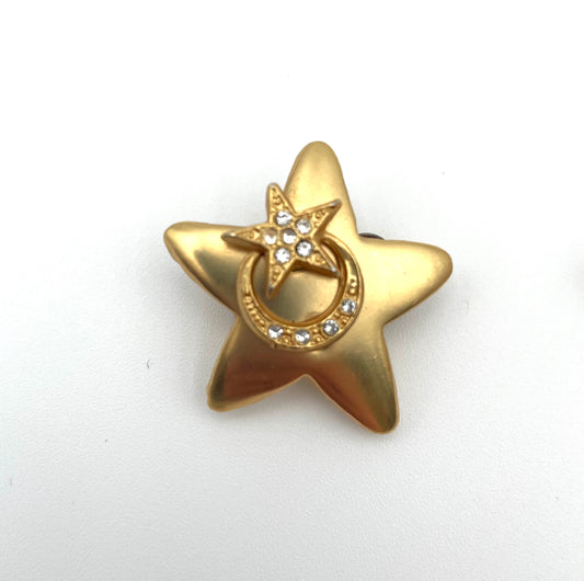 Vintage Gold Star Clip Earrings