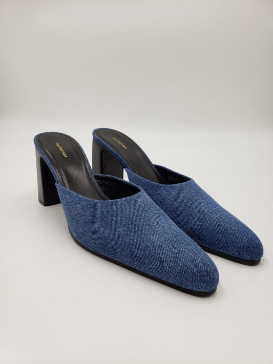 Brand New Balenciaga Blue Denim Mule Size 39
