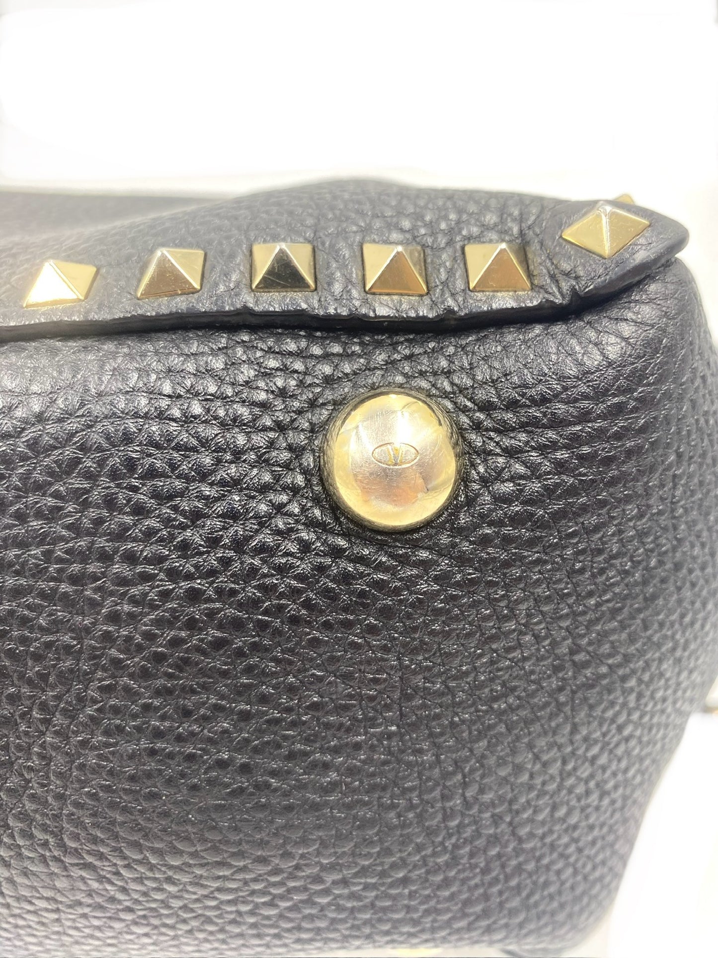 Valentino Garavani Black Rockstud Leather Tote