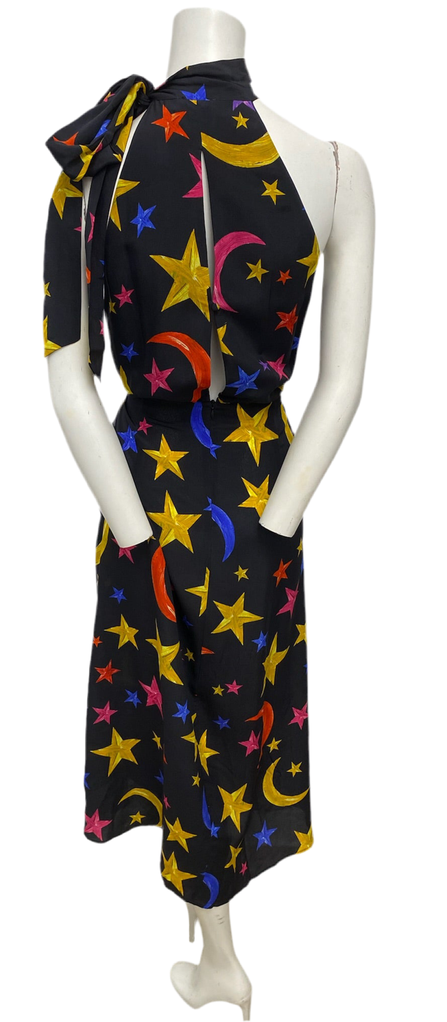 Rixo Black Halter Multicolor Moon & Stars Dress Size 10