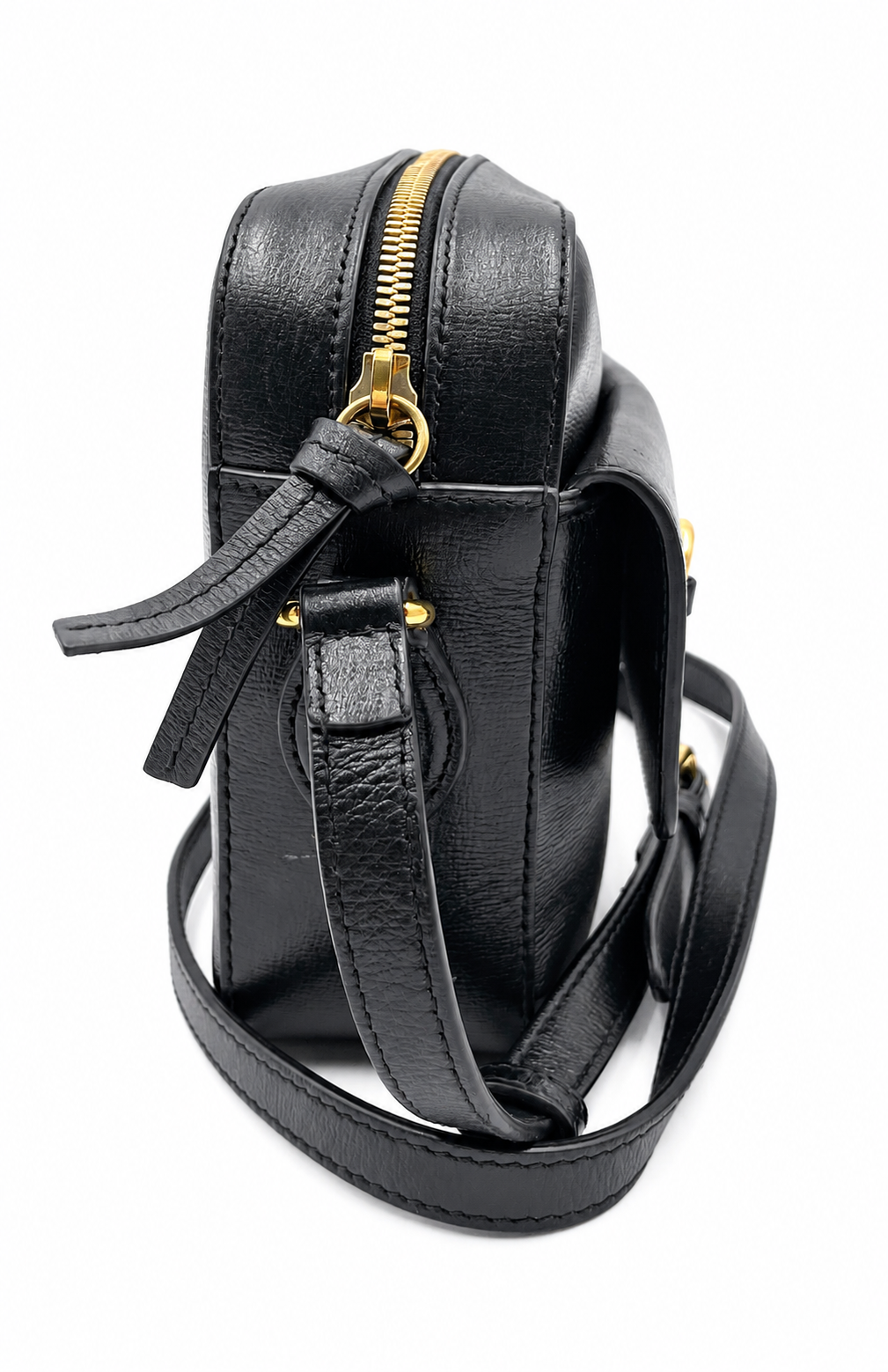 Gucci Black Leather Crossbody Horsebit Bag