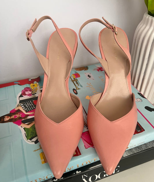 Brand New Stuart Weitzmann Tickled Nappa Pink Slingback Heels Size 41 US 10.5