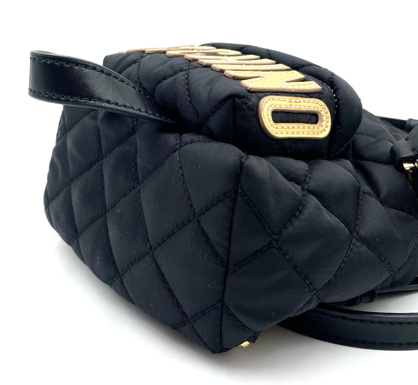 Moschino Black Mini Quilted Backpack