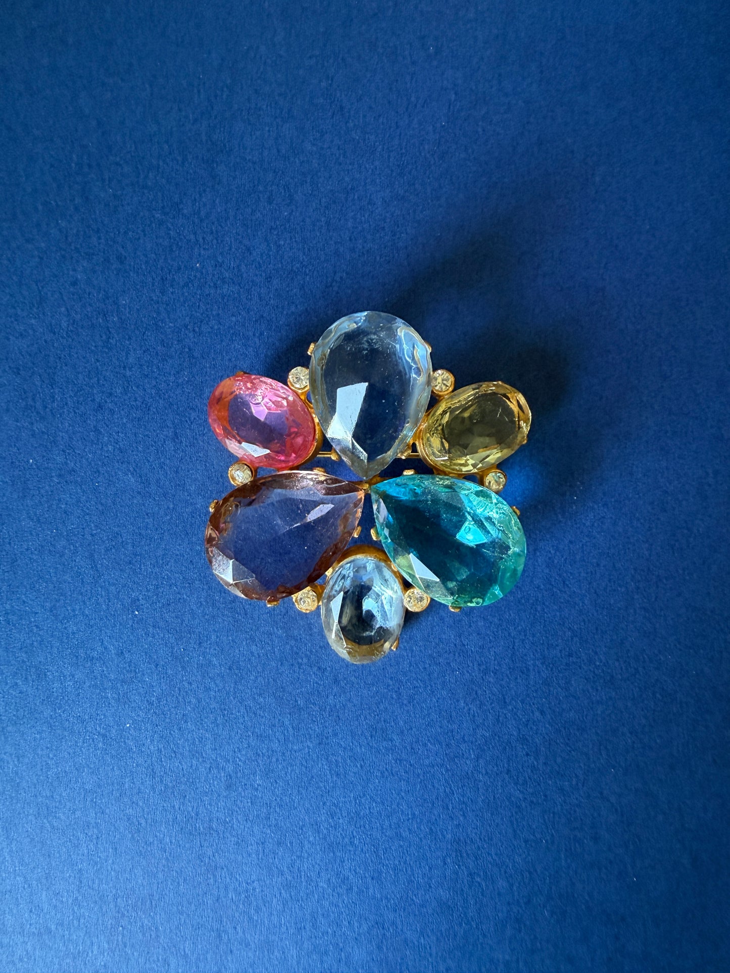1950s Pastel Rhinestone Brooch