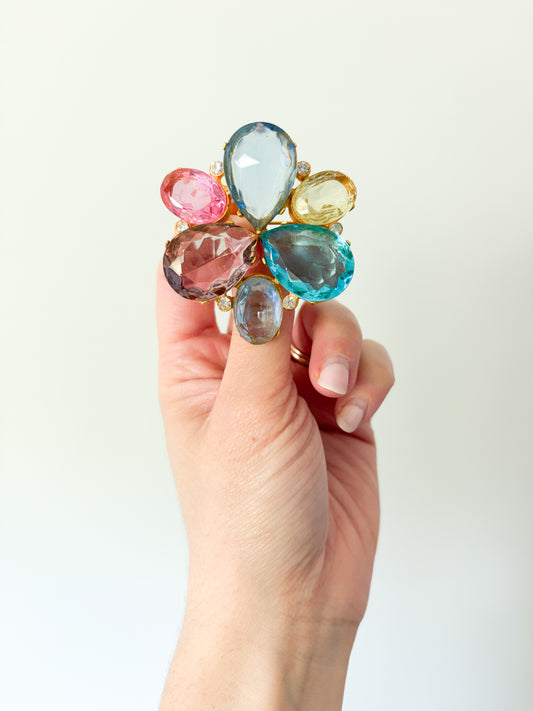 1950s Pastel Rhinestone Brooch