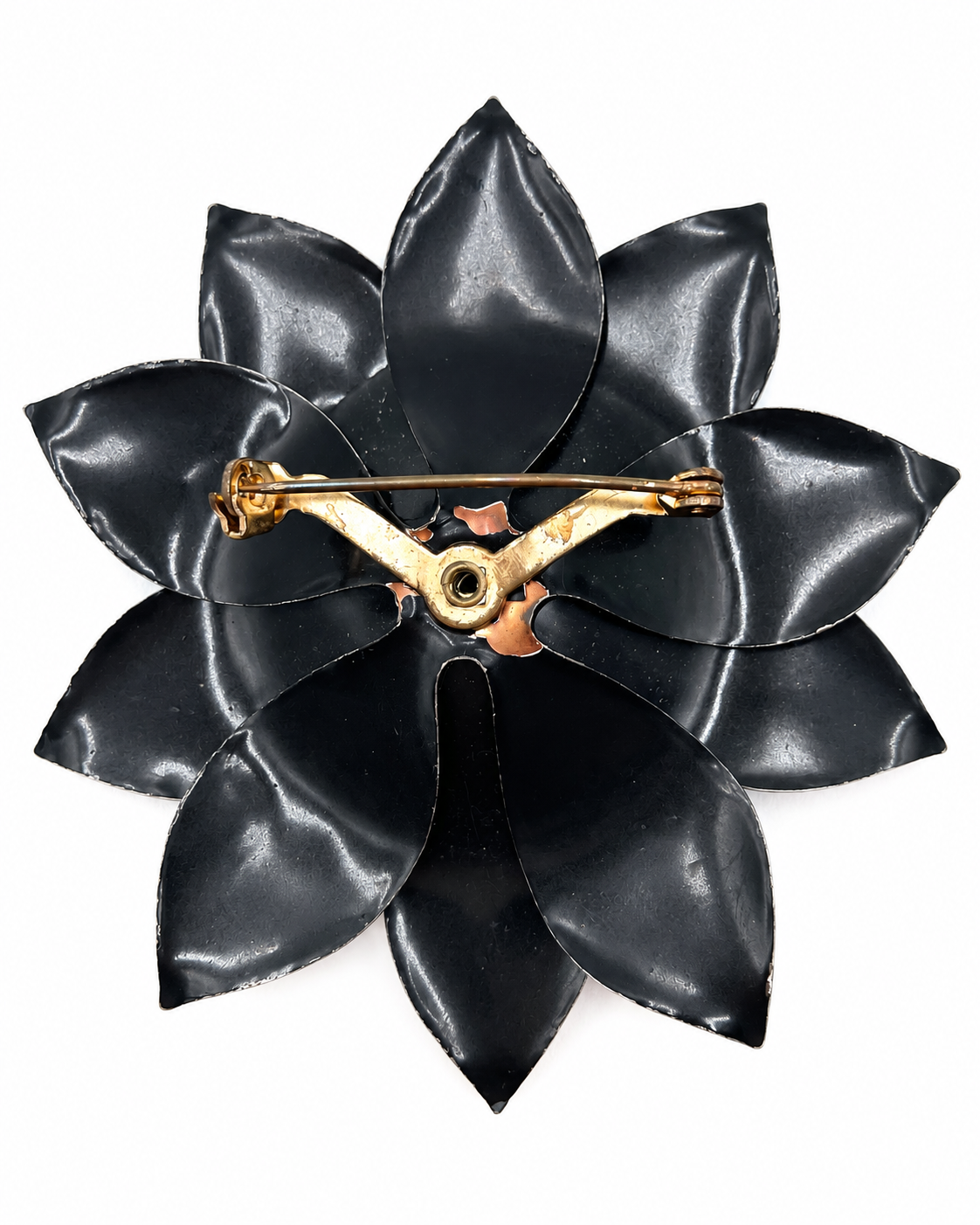 1960s Black Flower Statement Brooch