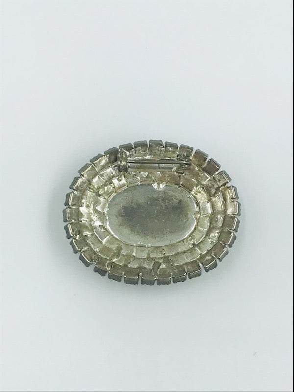1960’s Vintage Rhinestone & Black Resin Brooch