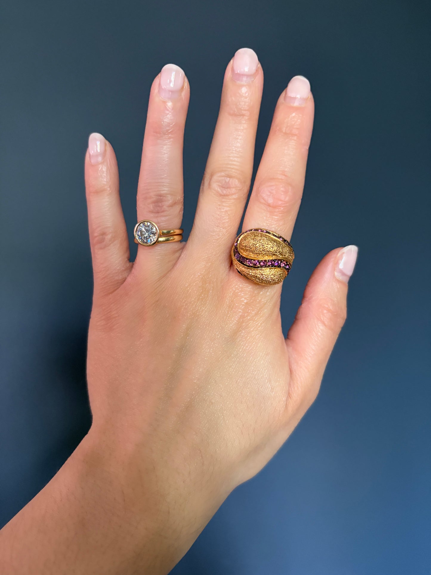 1980s Gold-Toned Domed Adjustable Ring
