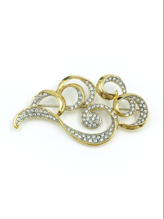 Vintage Butler Fifth Ave Collection Swirly Rhinestone Brooch