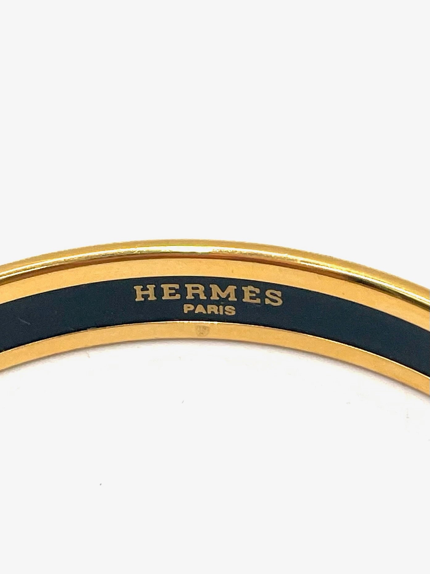 HERMES Black Multicolor Printed Enamel Tohu Bohu Narrow Bangle Bracelet