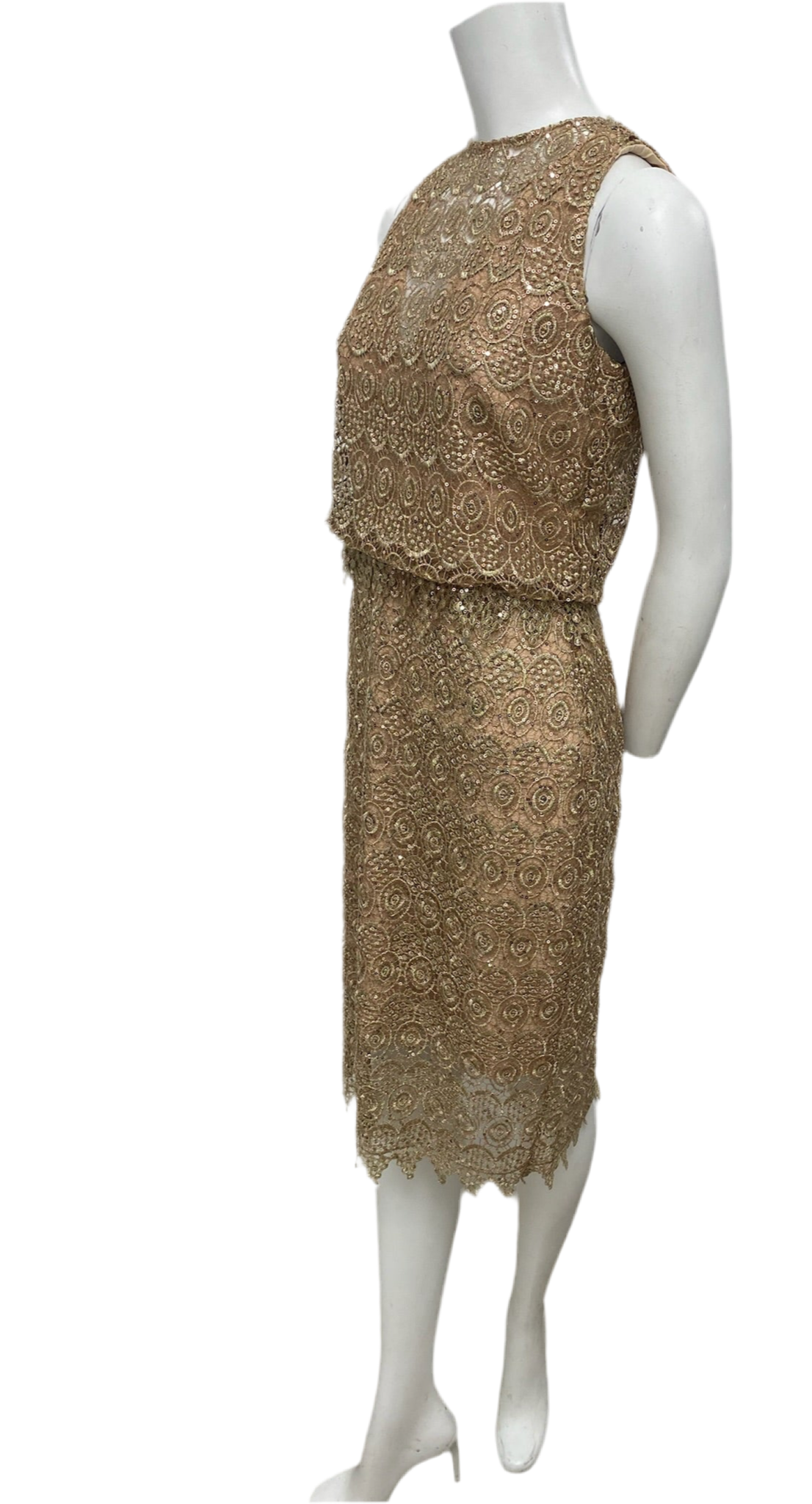 Brand New Badgley Mischka Gold Sequin Sheath Dress Size 4