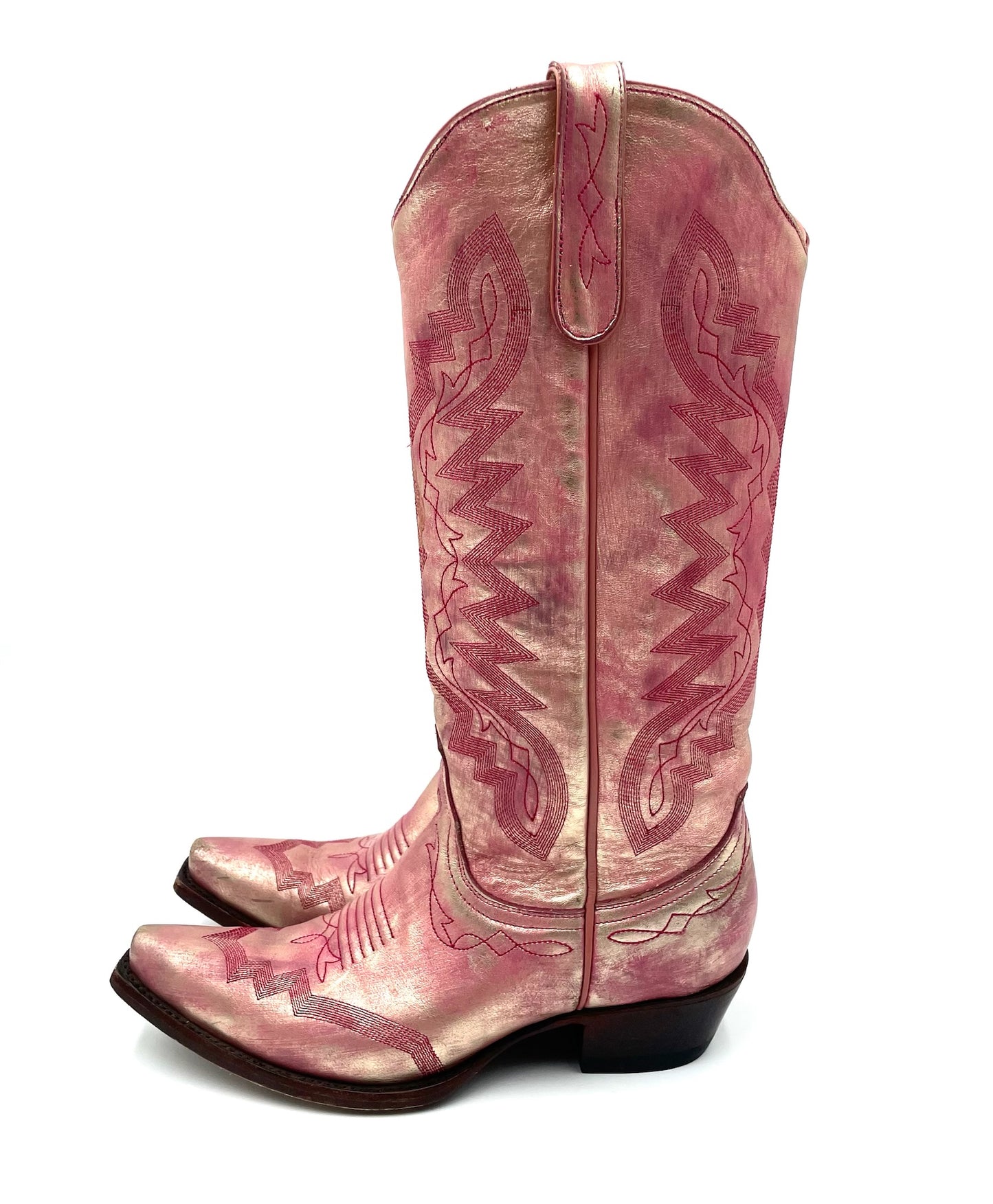 Old Gringo Metallic Pink Leather Cowboy Boots Size 8B