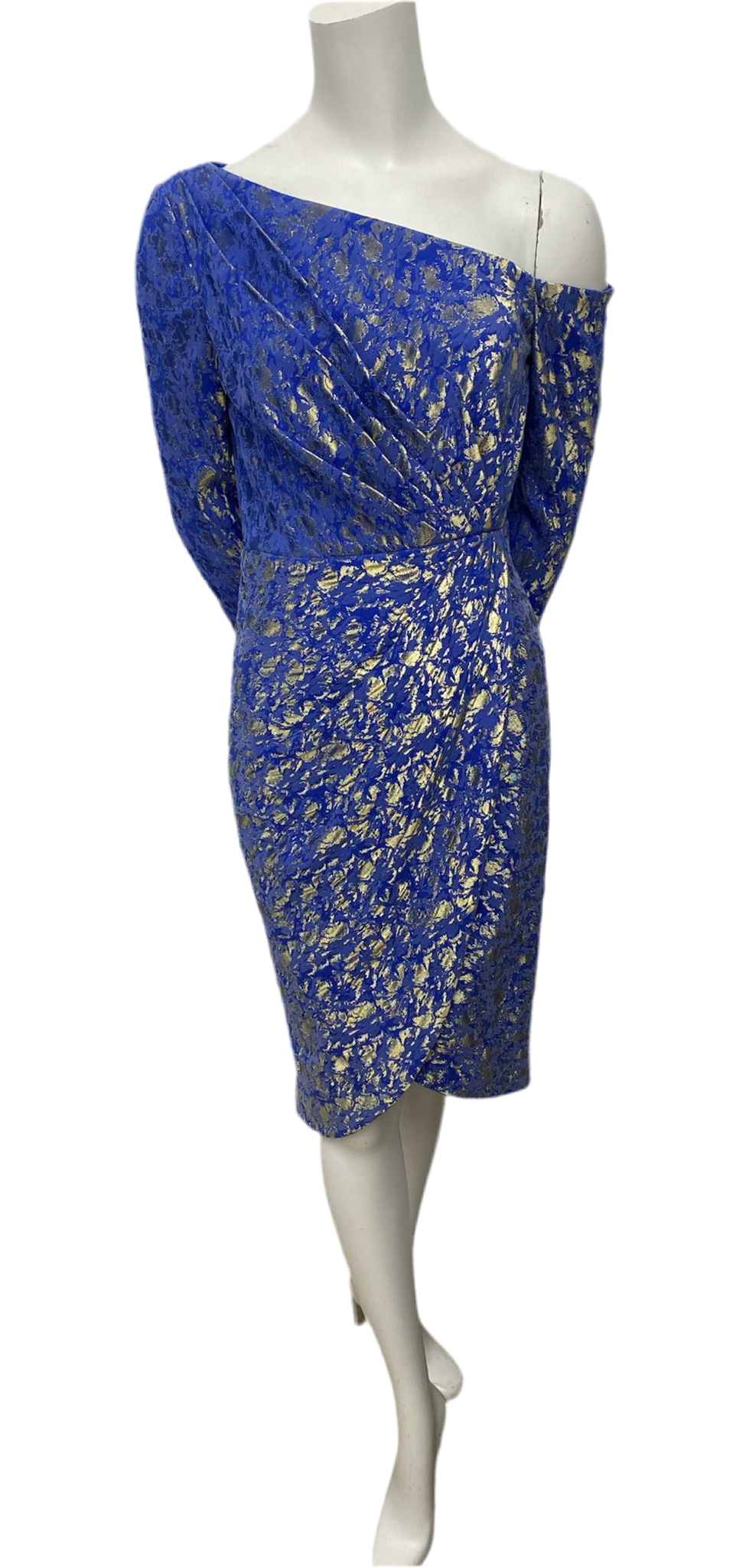 Theia Blue Long Sleeve Metallic Dress Size 4