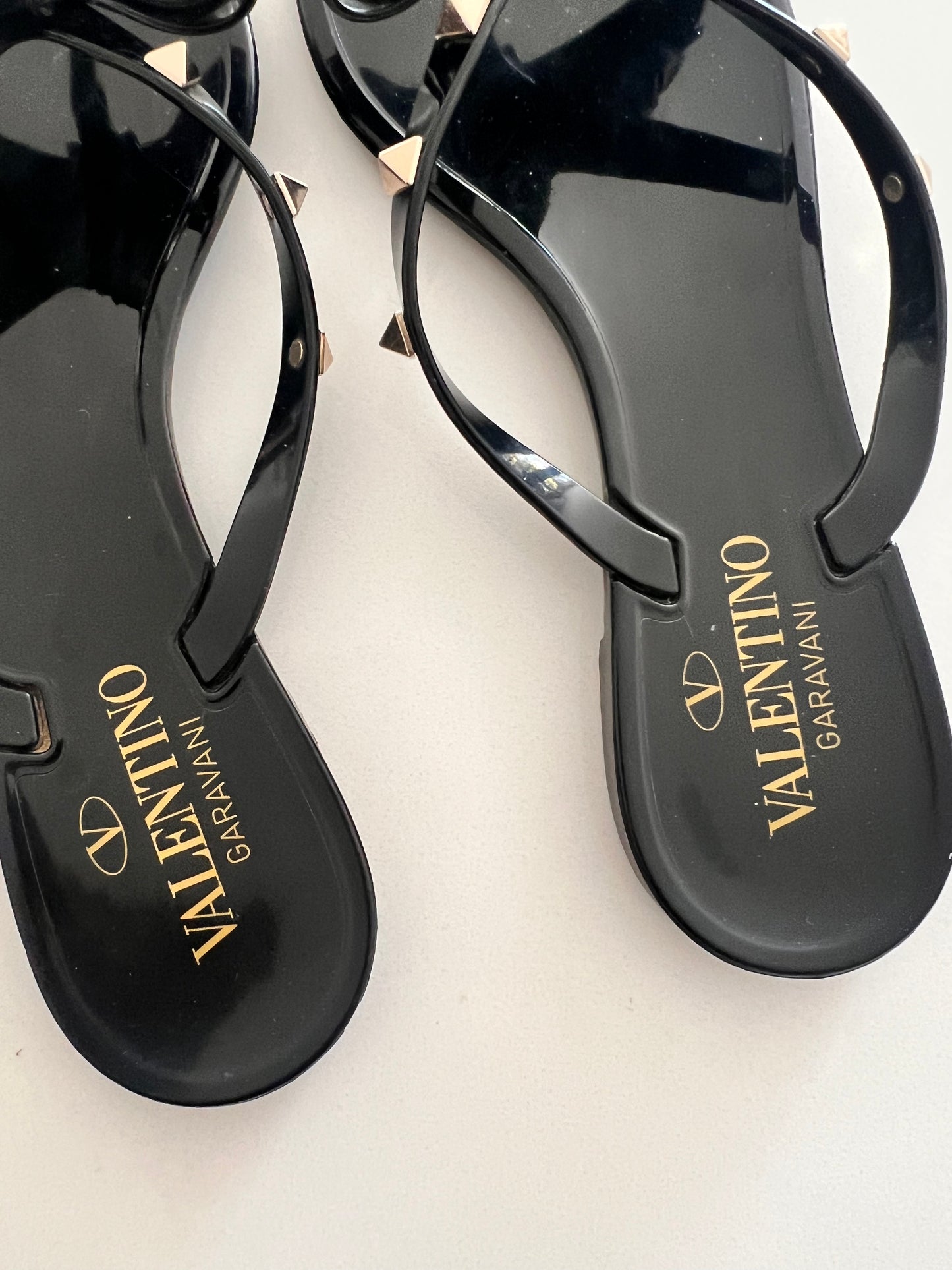 Valentino Black Rockstud Jelly Sandals Size 38 US 8