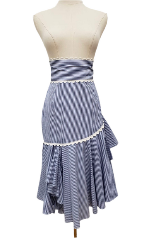Marissa Webb Blue Stripe Assymetric Skirt Size 2