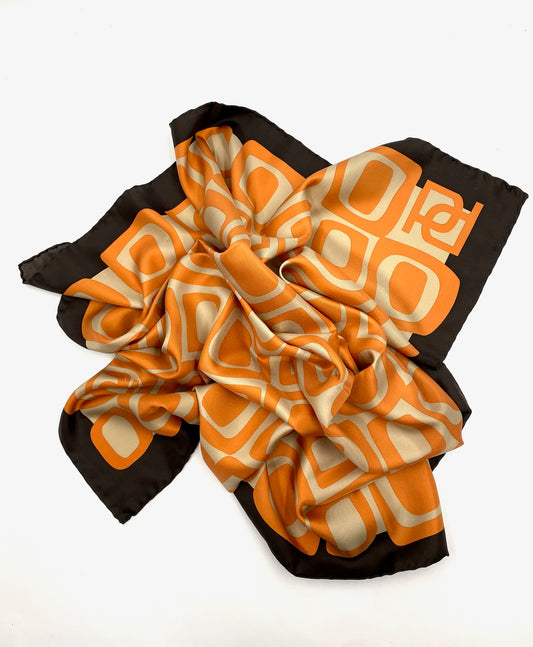 Port 1961 Orange & Brown Silk Scarf